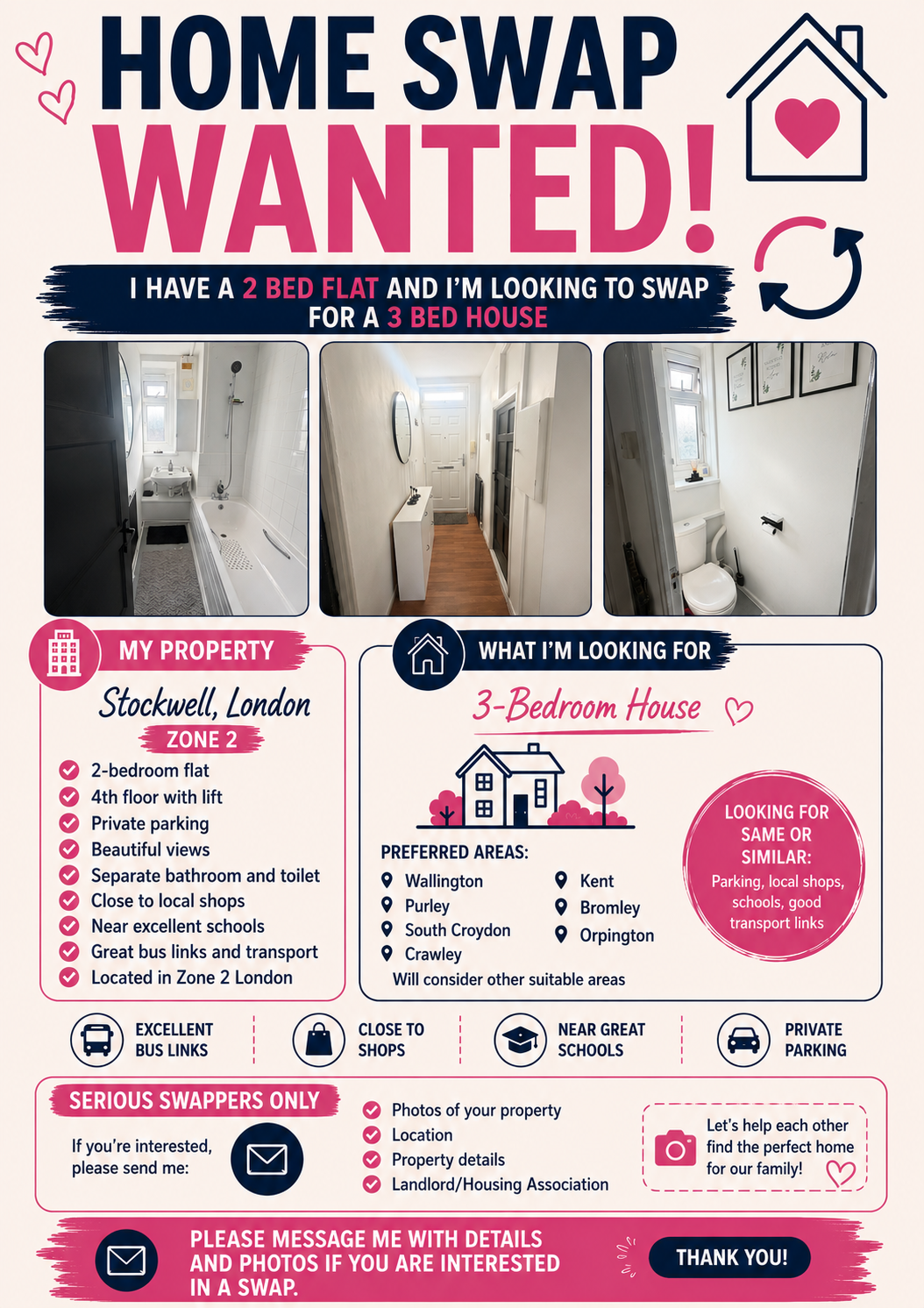 2 bed flat for mutual exchange in Lambeth